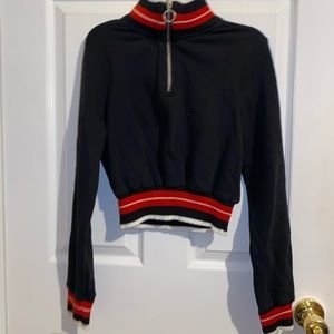 long sleeve cropped sweater high neck with zipper
